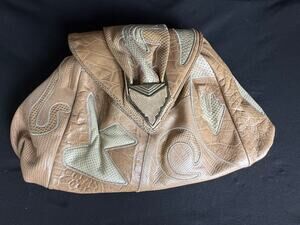 Vintage SHARIF Tan Leather Western Patchwork Shoulder Bag w/ Pouch